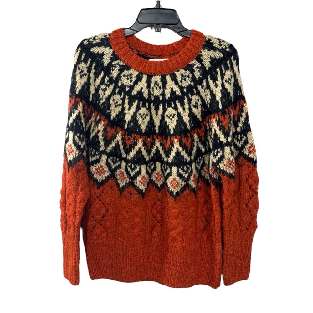 Women's INDUSTRY Mockneck Fair-Isle Cable-Knit Sweater